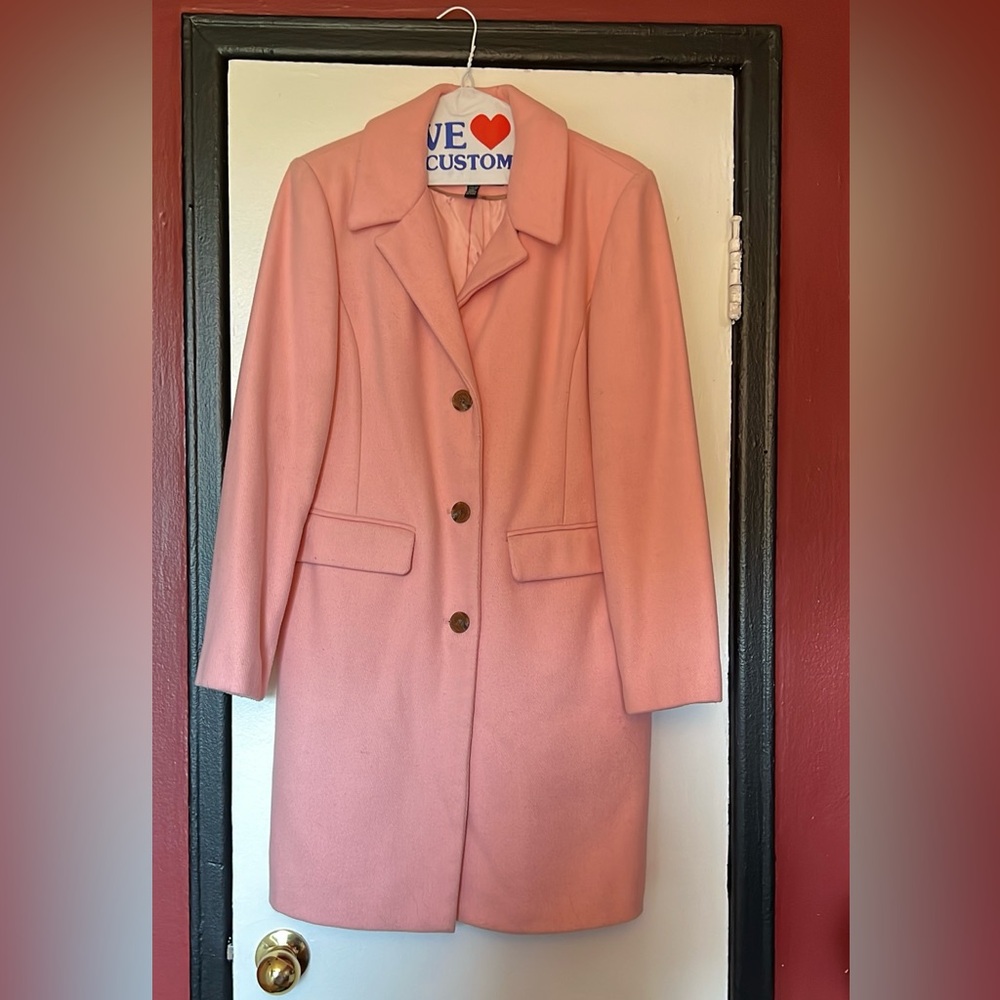 Women's Pink Wool-Blend Trench Coat